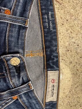 AG Adriano Goldschmied Prima Ankle Skinny Jeans - Dark Blue with Gold Stitching